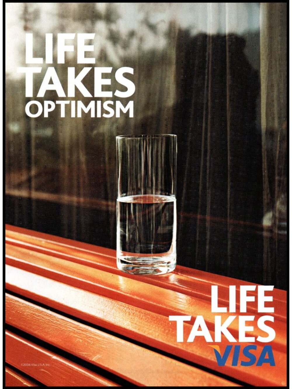 2006 Visa Credit Card Vintage Print Ad Glass Half Full Optimism Wall Art